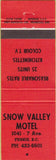 Matchbook Cover - Snow Valley Motel Fernie BC
