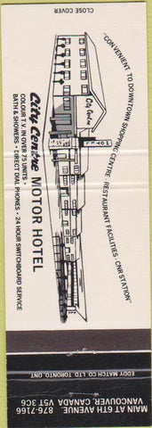 Matchbook Cover - City Centre Motor Hotel Vancouver BC