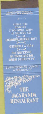 Matchbook Cover - Jacaranda Restaurant Balmain Australia