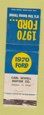 Matchbook Cover - 1970 Ford Carl Sewell Odessa TX WORN