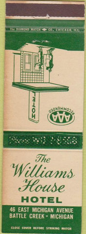 Matchbook Cover - Williams House Hotel Battle Creek MI