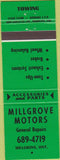 Matchbook Cover - Millgrove Motors ON