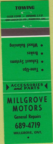Matchbook Cover - Millgrove Motors ON