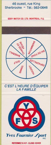Matchbook Cover - Yves Fouriner Sport Sherbrooke
