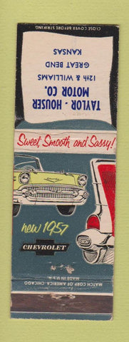 Matchbook Cover - 1957 Chevrolet Taylor Houser Motors Great Bend KS