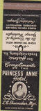 Matchbook Cover - Princess Anne Hotel Fredericksburg VA