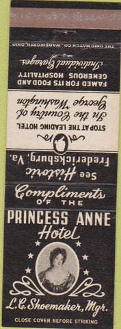 Matchbook Cover - Princess Anne Hotel Fredericksburg VA