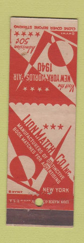 Matchbook Cover - 1940 New York World's Fair Lion Match 1939