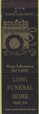 Matchbook Cover - Long Funeral Home Oley PA