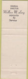 Matchbook Cover - Long Funeral Home Oley PA