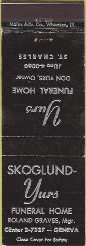 Matchbook Cover - Yurs Funeral Home St Charles