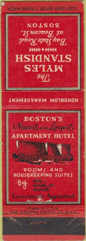 Matchbook Cover - Myles Standish Hotel Boston MA