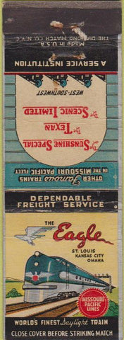 Matchbook Cover - The Eagle Railroad WORN
