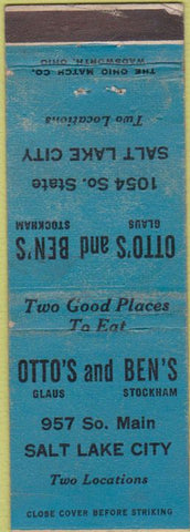 Matchbook Cover - Otto Ben's Salt Lake City UT WORN