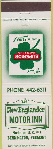 Matchbook Cover - New Englander Motor Inn Bennington VT