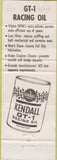 Matchbook Cover - GT1 Racing Oil Kendall Rockford IL POOR