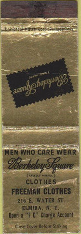 Matchbook Cover - Berkeley Square Clothes Elmira NY wear