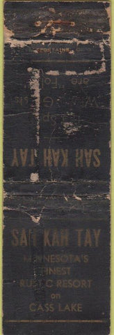 Matchbook Cover - SaH Kan Tay Rustic Resort Cass Lake MN POOR