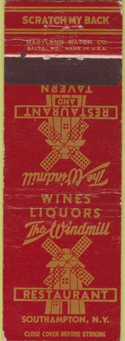 Matchbook Cover - Windmill Restaurant Southampton NY