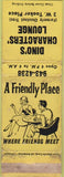 Matchbook Cover - Dino's Characters' Lounge NO TOWN WORN