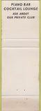 Matchbook Cover - Dino's Characters' Lounge NO TOWN WORN