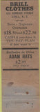 Matchbook Cover - Brill Clothes Utica NY CREASE