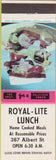 Matchbook Cover - Royal Lite Lunch Canada NO TOWN