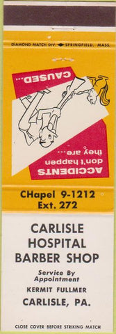 Matchbook Cover - Carlisle Hospital Barber Shop Carlisle PA