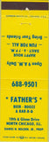Matchbook Cover - Father's Beer BBQ North Chicago IL