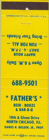 Matchbook Cover - Father's Beer BBQ North Chicago IL