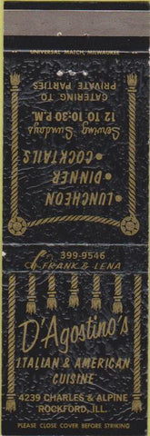 Matchbook Cover - D Agostino's Italian Rockford IL