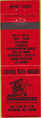 Matchbook Cover - Jerry's Roadhouse Wyoming MI