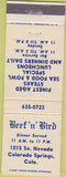 Matchbook Cover - Beef N Bird Colorado Springs CO