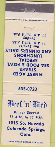 Matchbook Cover - Beef N Bird Colorado Springs CO