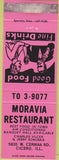 Matchbook Cover - Moravia Restaurant Cicero IL