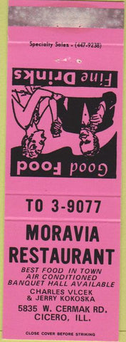 Matchbook Cover - Moravia Restaurant Cicero IL