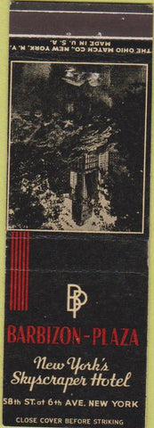 Matchbook Cover - Barbizon Plaza Hotel New York City