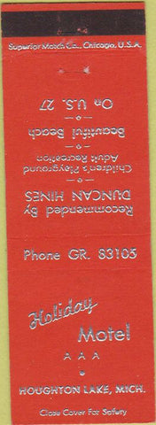 Matchbook Cover - Holiday Motel Houghton Lake MI