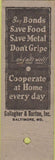 Matchbook Cover - Gallagher Burtons Whiskey