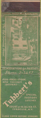 Matchbook Cover - Tubbert's Syracuse NY Federal WORN