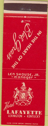 Matchbook Cover - Hotel Lafayette Lexington KY