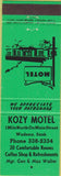 Matchbook Cover - Kozy Motel Wadena SK