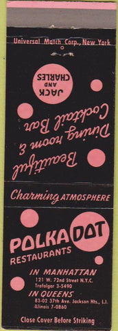 Matchbook Cover - Polka Dot Restaurant Queens NYC Manhattan