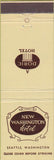 Matchbook Cover - New Washington Hotel Seattle WA