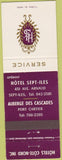 Matchbook Cover - Hotel Sept Iles Auberge Des Cascades