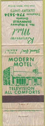 Matchbook Cover - Riverview Motel Dunnville ON