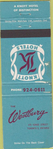 Matchbook Cover - The Westbury Toronto ON crease