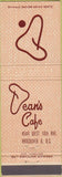 Matchbook Cover - Dean's Cafe Vancouver BC