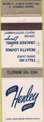 Matchbook Cover - Hotel Henley St Catharines ON