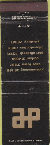 Matchbook Cover - Automotive Products South Africa Johannesburg